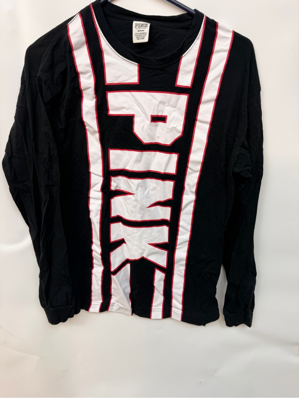 PINK Victoria's Secret Black Tee with White Panel & Red Trim